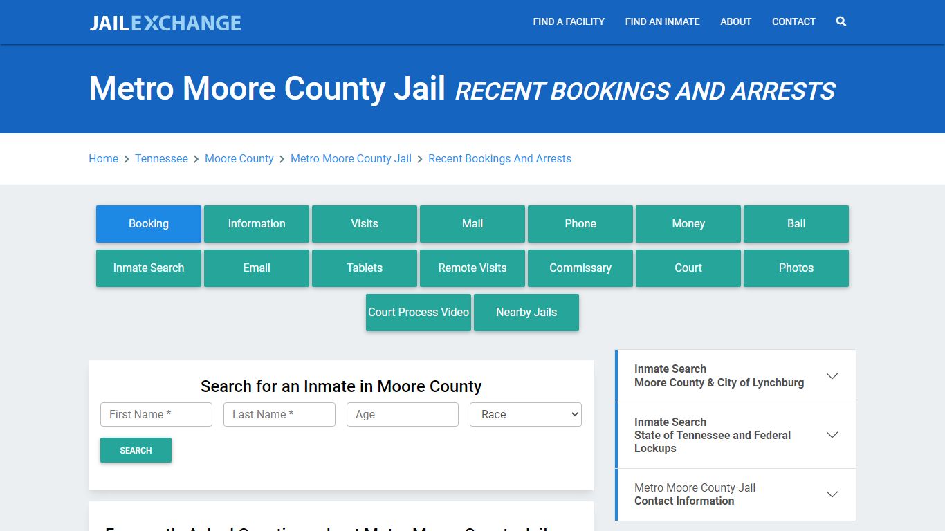 Moore County Jail & Sheriff TN Recent Arrests and Bookings