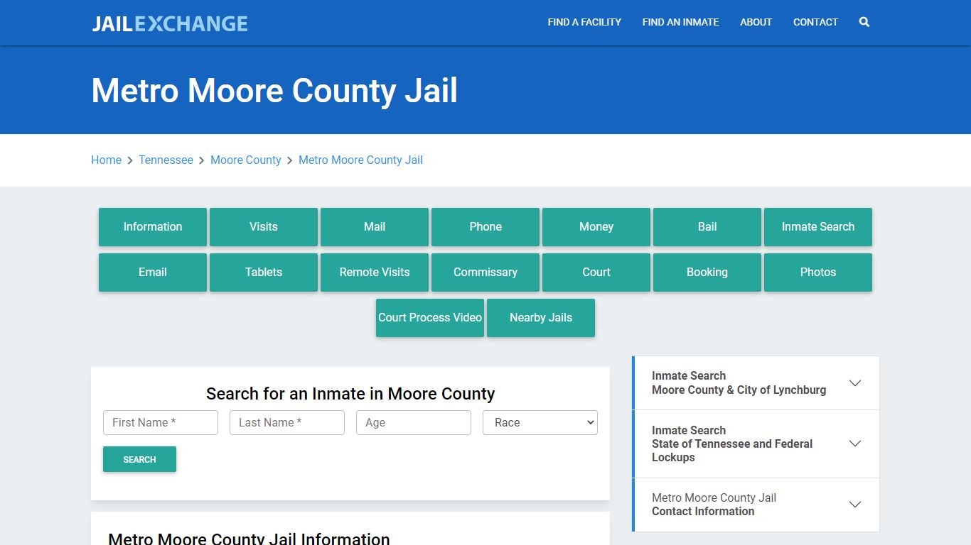 Metro Moore County Jail Roster Lookup, TN, Inmate Search